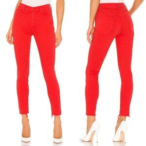MOTHER Stunner Ankle Step Fray in Tomato Jeans Size 27